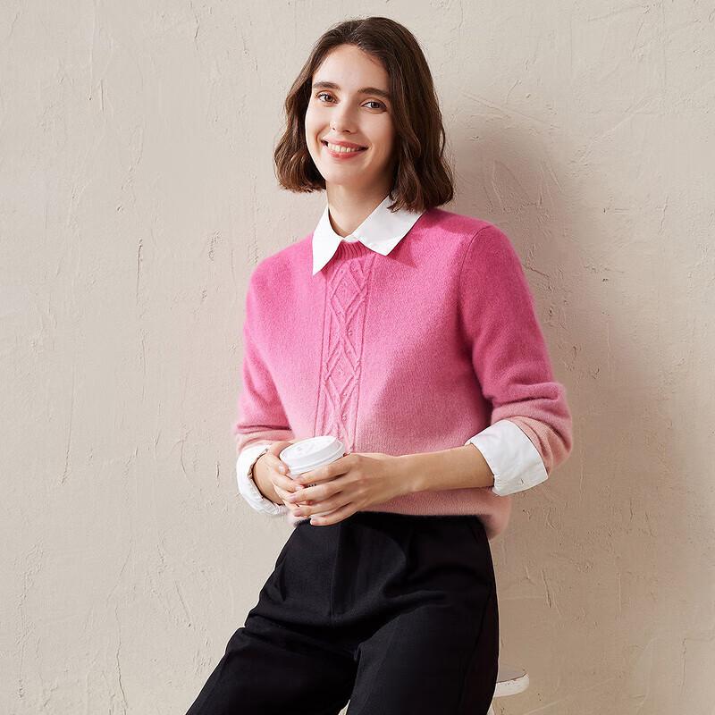 KEMENBOKA Women's Dip-Dye Pure Cashmere Asymmetrical Knit Sweater