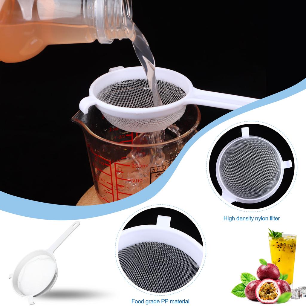 4 szt. Plastikowe Nylonowe Sitka Siatkowe Do Kuchni Z Uchwytem Podwójne Ucho Nylonowe Sito Durszlak Filtr Do Jogurtu Mleka