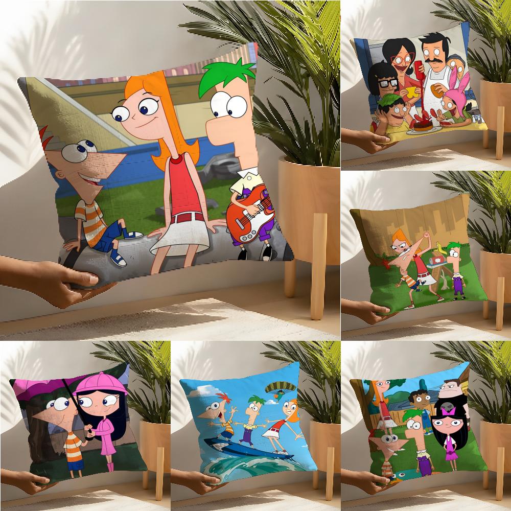 Phineas And Ferb Pillow Case Linen Cushion Covers For Decorative Sofa Home Pillows Case Car Chair Pillows Cases