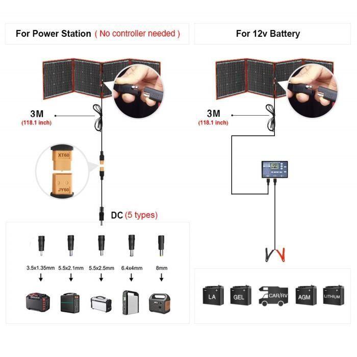 200W Portable Foldable Monocrystalline Solar Panel Kit with 2 USB Ports For Outdoors A16