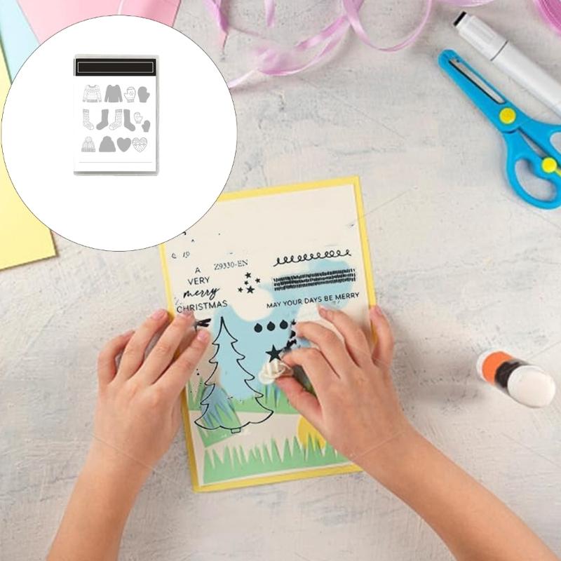 Family Fun DIY Craft Featuring Christmas Metal Cutting Die and Silicone Stamp for Kids Adults Creative Activities