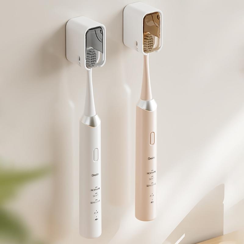 Dustproof Wall Mounted Toothbrush Holder With Cover Self Adhesive Toothbrush Storage Organizer For Shower Bathroom