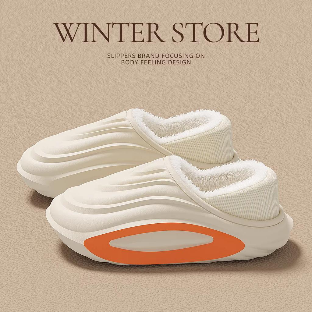 Waterproof Cotton Slippers Women's Winter 2025 New Bag Heel Thick-soled Indoor Home Non-slip Warm Cotton Shoes Men's Outer Wear