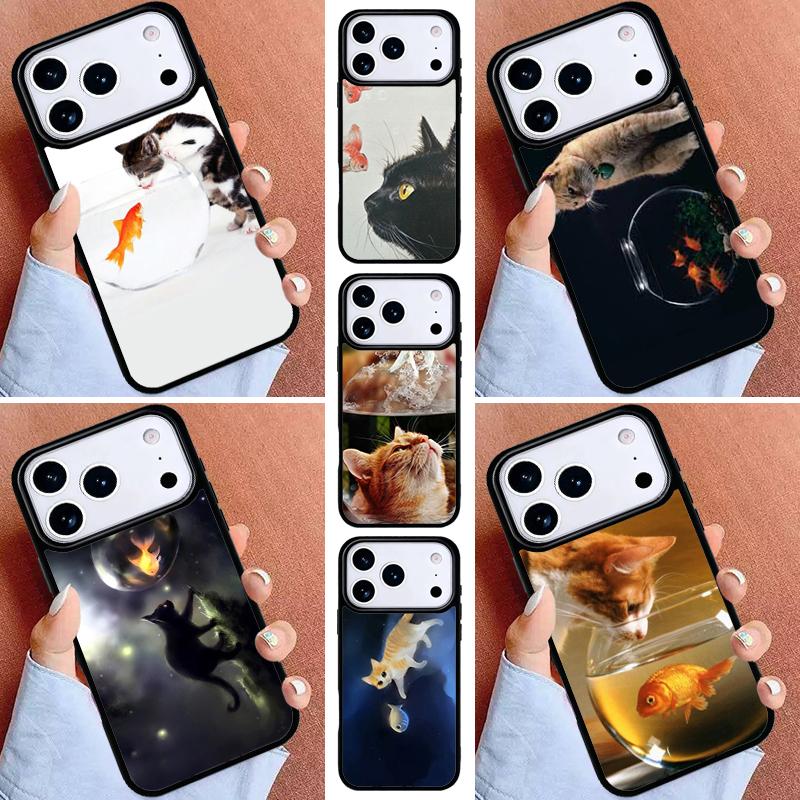 Cat And Goldfish Phone Case for iPhone 16e 15 14 13 12 17 Pro Max Plus Air 17pro Cover Coque