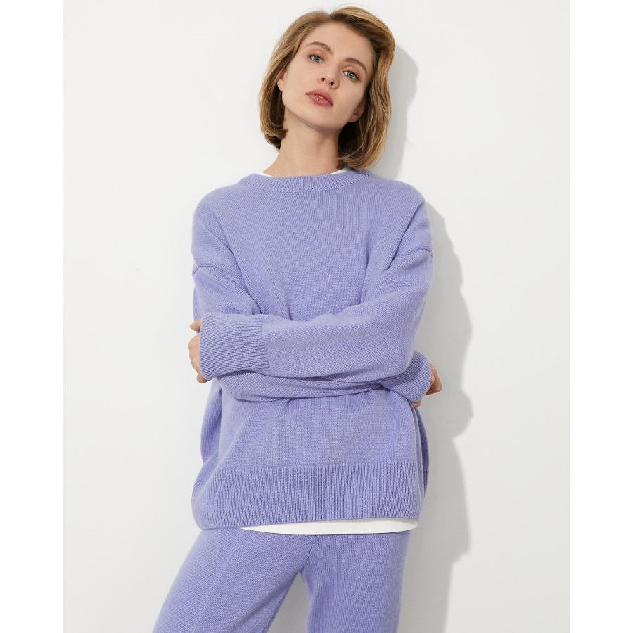 Qooth Thick Solid-Color Crew Neck Pullover Oversize Sweater for Winter QT2777