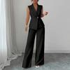 Fashionable And Sexy Women's Spring And Summer Retro Elastic Waist Strap Linen Suit Women's Fashion Color Casual Two-piece Set