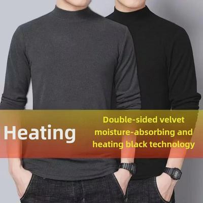 Men's Slim German Velvet Half Turtleneck Long-Sleeve Thermal T-shirt for Autumn/Winter