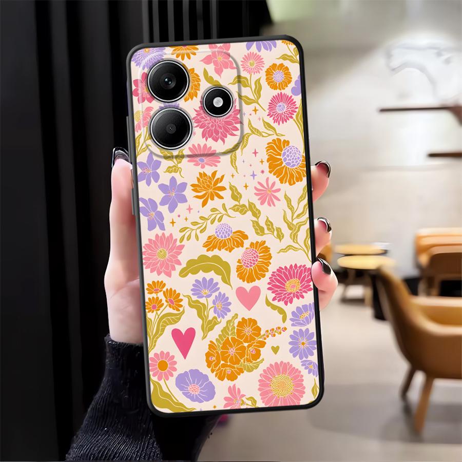 Case for Xiaomi Redmi Note 14 K80 10 12 11 13 Pro Plus A1 12C 13C A4 A5 A3 9 8 7 14C Phone Cover A2 K40 A1 Cartoon Flower Art
