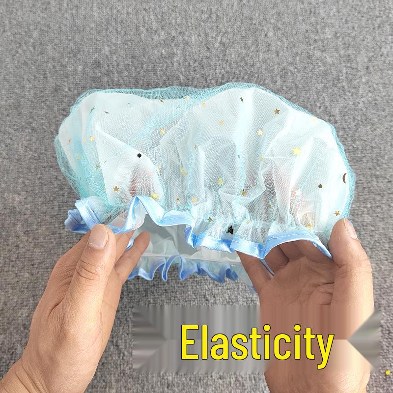 Double-Layer Waterproof Mesh Shower Cap for Women