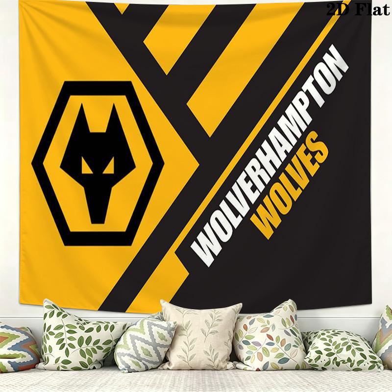 Wolverhampton Wanderers Wandteppich Ästhetisches Wandbehang Gedruckter Stoffdecke Dekorative Wandteppiche für Schlafzimmer Wohnzimmer Heimdekoration