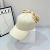 Spring Summer Sweet Color Baseball Cap with Large Bow Tie Slimming Sun Hat Casual Cotton Hard Top Duckbill Hat Trendy