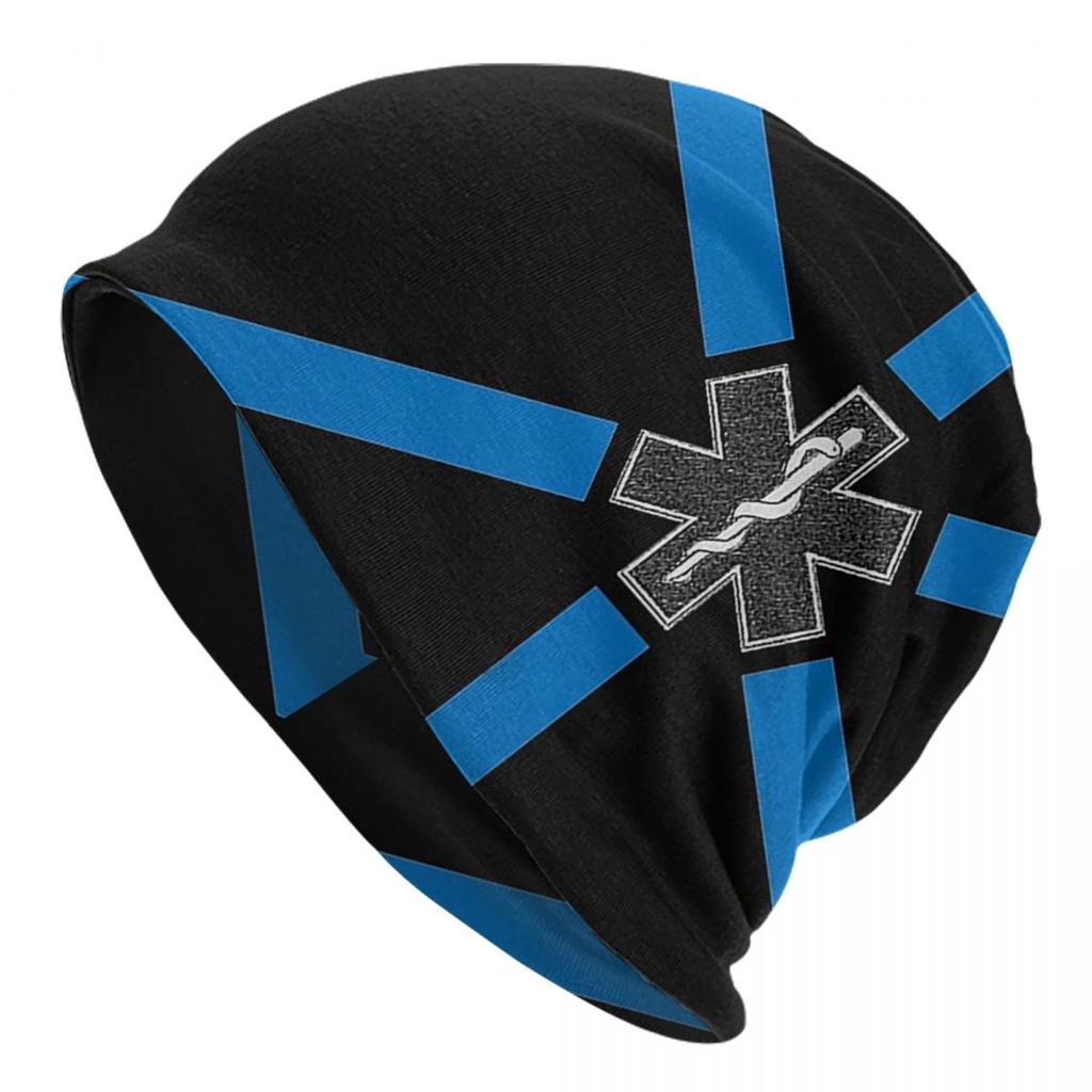 Patriotic EMT Logo Bonnet Hats Cool Outdoor Star of Life Skullies Beanies Hats Unisexs Womens Spring Multifunction Cap