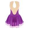 Figure Ice Skating Dress for Girls Sleeveless Glitter Rhinestone Chiffon Patchwork Ballet Dress Gymnastics Leotard Dancewear