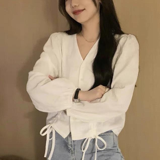 

Женская шикарная дизайнерская темпераментная рубашка с длинными рукавами и облегающая повседневная рубашка S белый