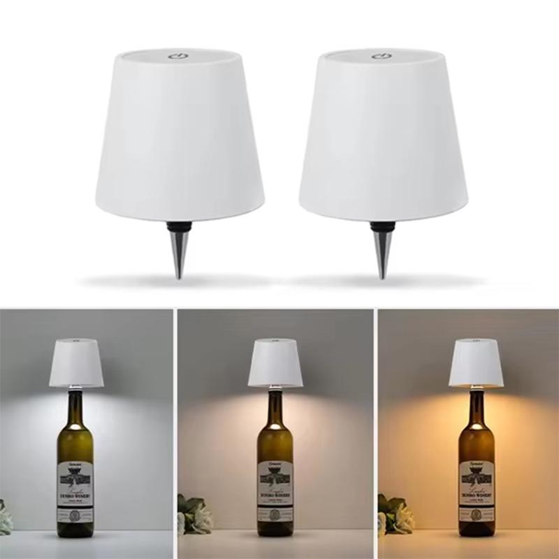 3PCS USB Charge Wireless Wine Bottle Lamp Portable Touch Table Lamp Touch Control of 3 Colors+RGB and Stepless Dimming Night Lamp For Bar Party Decor