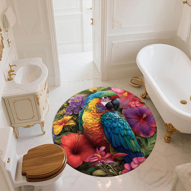 Parrot Pattern Round rug,Carpet Rug for Living Room Bedroom Sofa Playroom Decor,Non-slip Floor Mat,Holiday Gifts and Birthday Gifts