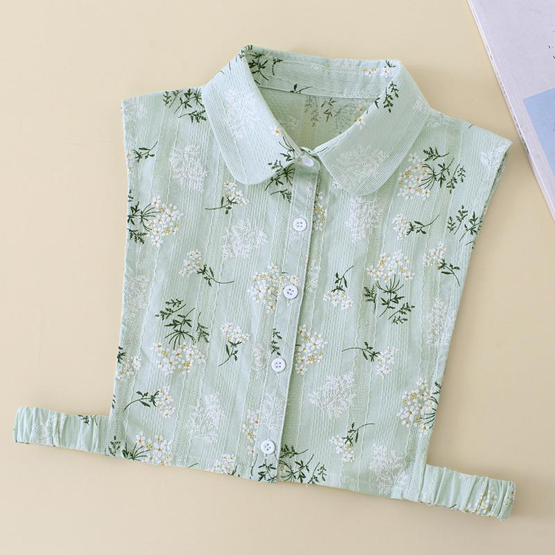 Women Cotton Printed Detachable Lapel Fake Collar Shirt White Ruffles False Collar Woman Removable False Blouse Nep Kraagie