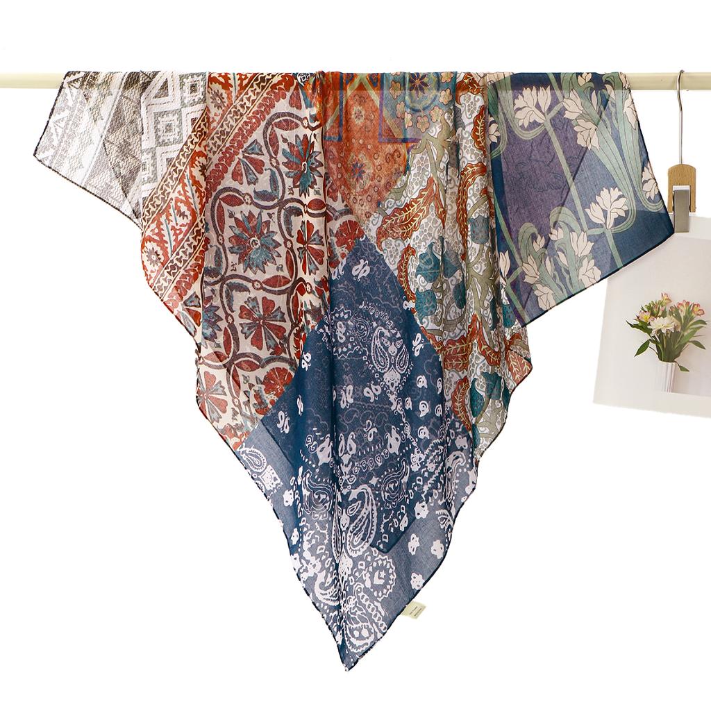 108*108cm Women Silk Square Scarf Hijab Female Design Print Lady Shawl Wraps Foulard Headbands Bufanda Large Bandana Luxury