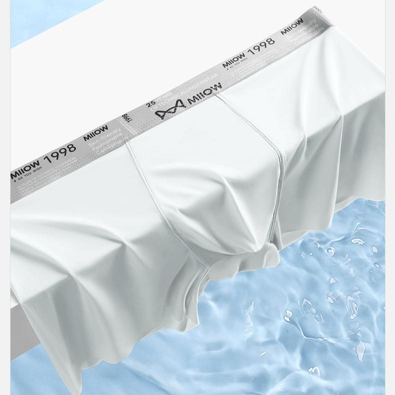 3pcs Ice Silk Underwear Men's Plus Size Flat Corner Underwear Comfortable and Breathable Solid Color Seamless Underwear Boxer Brief