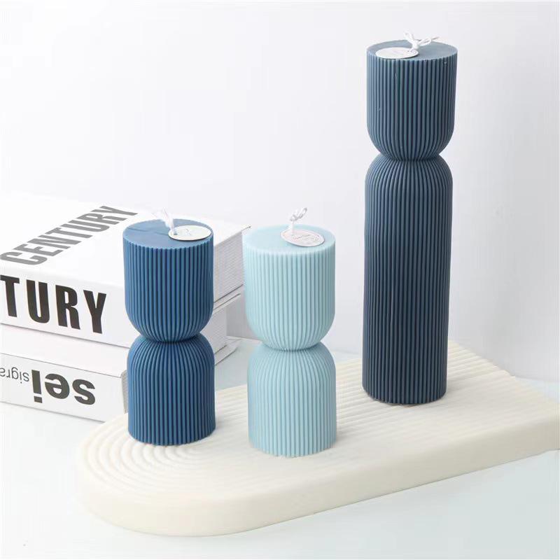 Geometric Striped Candle Mold - Silicone Cylinder for Aromatherapy and Indoor Decor