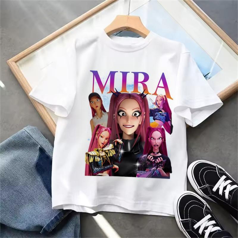 Kids T-shirt KPop Demon Hunters 2025 Movie Crew Neck Cartoon Girls Boys Tee Casual Baby Print Fashion Casual Girl Clothes