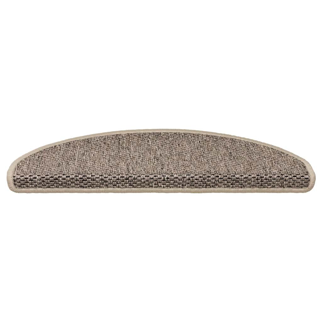 Self Adhesive Stair Mats Sisal Look 15 pcs 65 x 21 x 4 cm Dark Beige