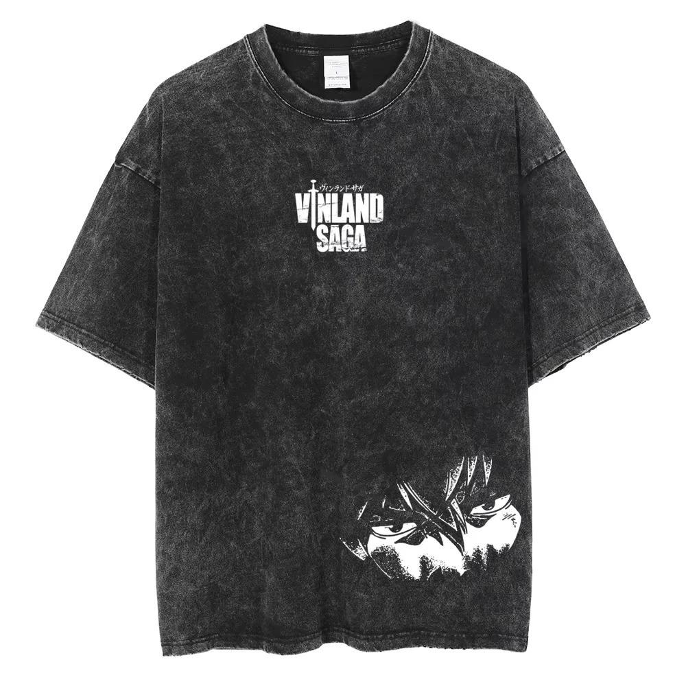 

Vinland Saga Thorfinn Snake Sword Anime Graphic Acid Wash Unisex Heavyweight Cotton Oversized Streetwear T-Shirt L