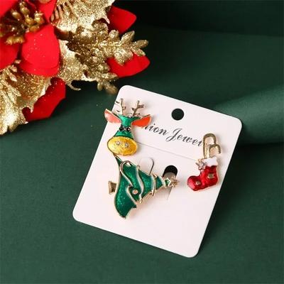 Weihnachts-Anstecknadel-Set Nikolaus Rentier Baum Schneeflocke Design Anstecknadeln Dekorative Feiertags-Schmuckstücke für Party-Outfits