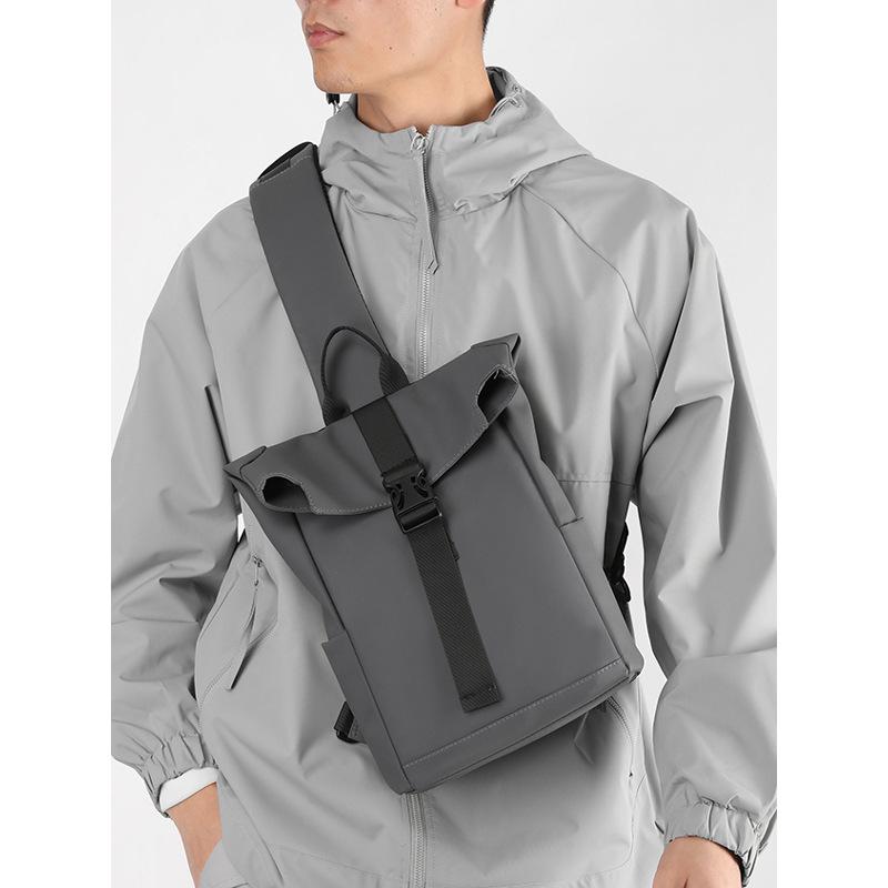 Schoolbag1011 New Leather Film Breast Bag Men's Waterproof Business Shoulder Breast Bag Hong Kong Style Fashion Casual Flat Bag Crossbody