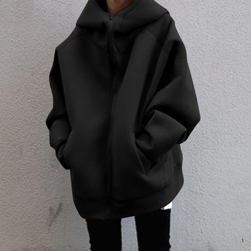 2025 Autumn and Winter New Personality Street Sweater Zipper Hooded Long Fleece Sweater