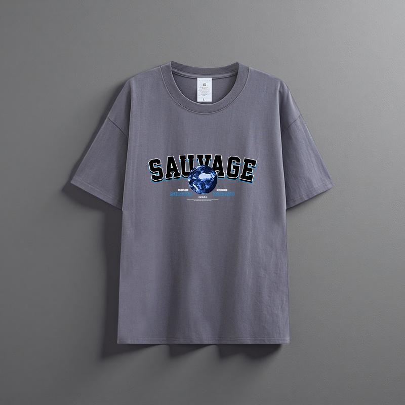 Summer New Unisex Versatile Pure Cotton T-shirt Fashionable Casual Round Neck Top Breathable Loose Fit Print Short Sleeved Shirt