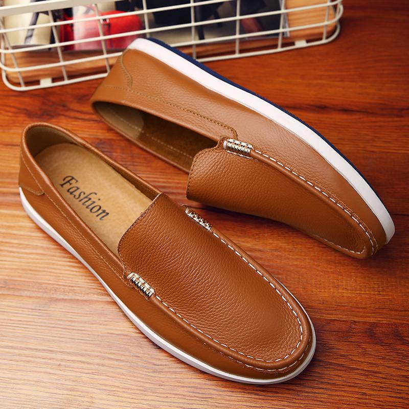 

Повседневные новые мужские кожаные туфли для вечеринок, свадеб, офиса, работы, без застежек, деловые, джентльменские, универсальные, дышащие, для ходьбы на открытом воздухе 44 коричневый