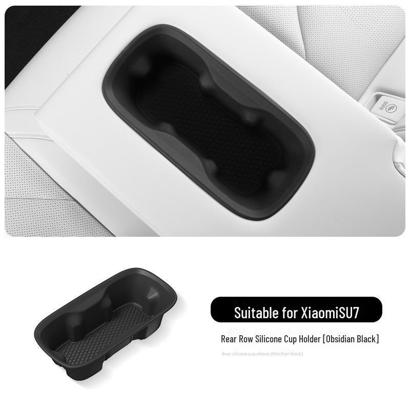Xiaomi SU7 Silicone Non-slip Shock-absorbing Rear Cup Holder Base for 24 Cars