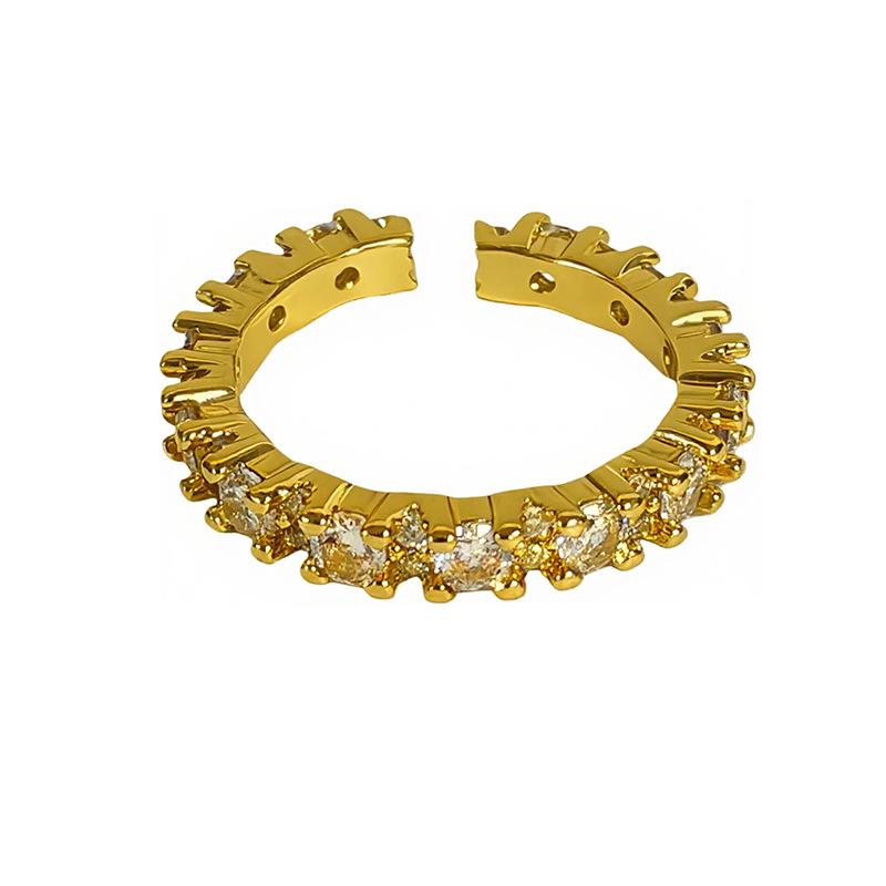 Light Luxury Exquisite Row Diamonds Full Of Diamonds Zircon Lace Open Ring Niche Design High Sense Exquisite Fashion Ring Women