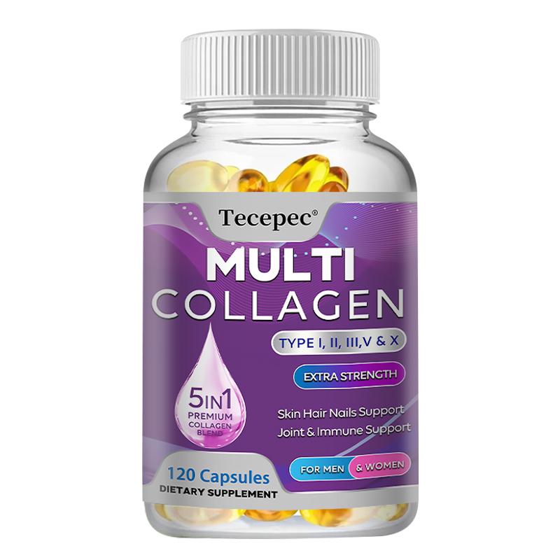 Multi Collagen Dietary Supplement, With Bovine Collagen Peptides, 120 Softgels Per Bottle 120 Capsules