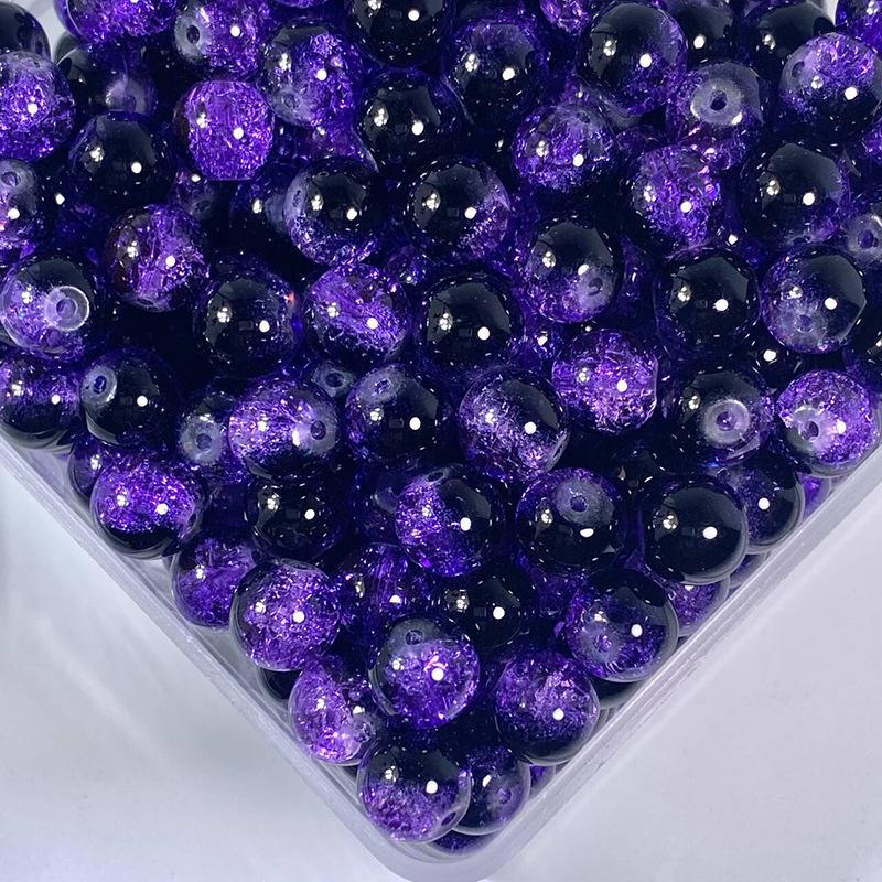 Black Series 10mm Ice-Cracked Glass Beads for DIY Jewelry Crafting