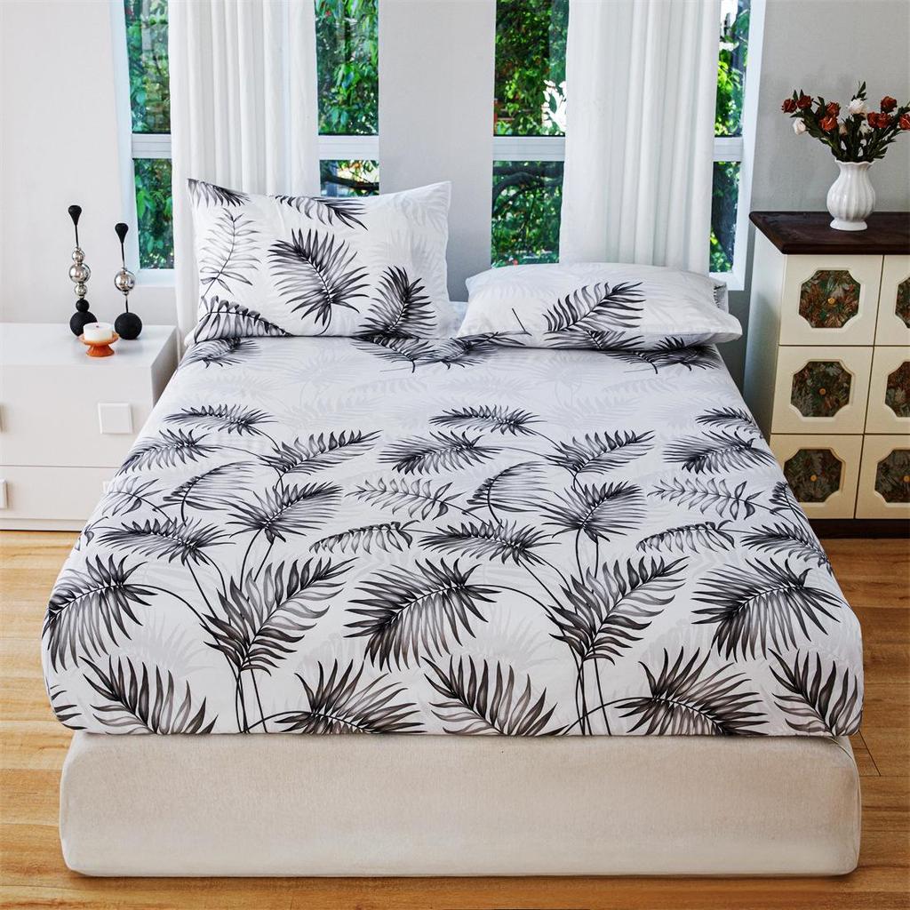 Floral Stain-Resistant Fitted Sheet & Pillowcase Set - Three Pieces