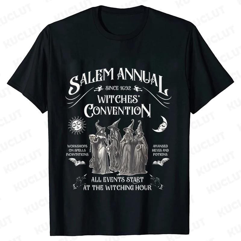 Salem Witch TShirts for Women Vintage Funny Halloween T Shirts Short Sleeve Loose Trendy Spooky Season Graphic Tees Retro Tops