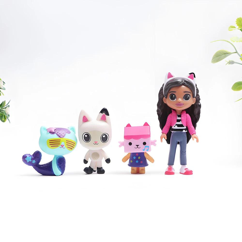 13pcs Gabby Dollhouse Anime Model Toy Smiling Car Cat Hug Gaby Girl Dolls Mercat Cartoon Action Figure Kids Xmas Birthday Gifts