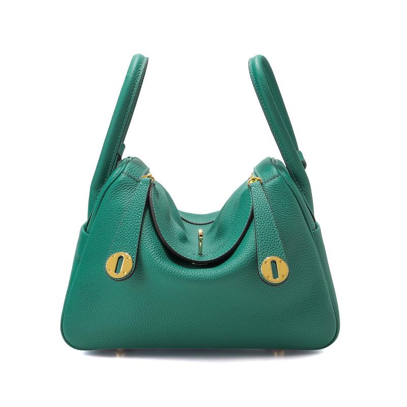 Women Lindy Style Handbag, Retro Rotating Lock Crossbody Shoulder Bag, Multi Pocket Portable Top Handle Purse, Casual Daily Work Travel Leather Bag