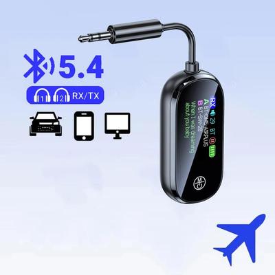 2-in-1 Bluetooth 5.4 Audio-Sender Empfänger 3,5mm AUX Buchse Flugzeug Wireless Adapter Mikrofon für TV Auto Kit Lautsprecher PC Kopfhörer