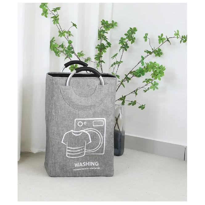 Collapsible Linen Laundry Basket with Handles Waterproof Large Capacity for Dirty Clothes Bathroom Bedroom Laundry Room Storage