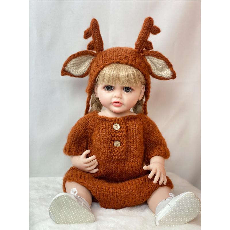 Lifelike 55 cm Silicone Full Body Reborn Baby Girl Dolls Antler Bebe Doll Newborn Toddler Children Birthday Gift Bath Accompany Toy