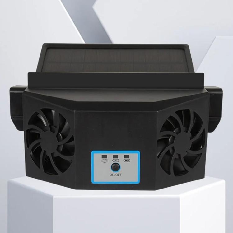 Double Head Air Exhaust Radiator Auto Interior Cooling Fan Air Circulation Fan Solar Charging Ventilation Fan