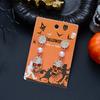 Full Rhinestone Skull Imitation Pearl Earrings For Women Gothic Punk Skeleton Dangle Earring Halloween Cosplay Party Jewelry