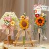 Crochet Flower Pen Black Ballpoint Pen Woven Bouquet Pens Black Ballpoint Artificial Flower Stationery Pen Teachers ' Day Gifts