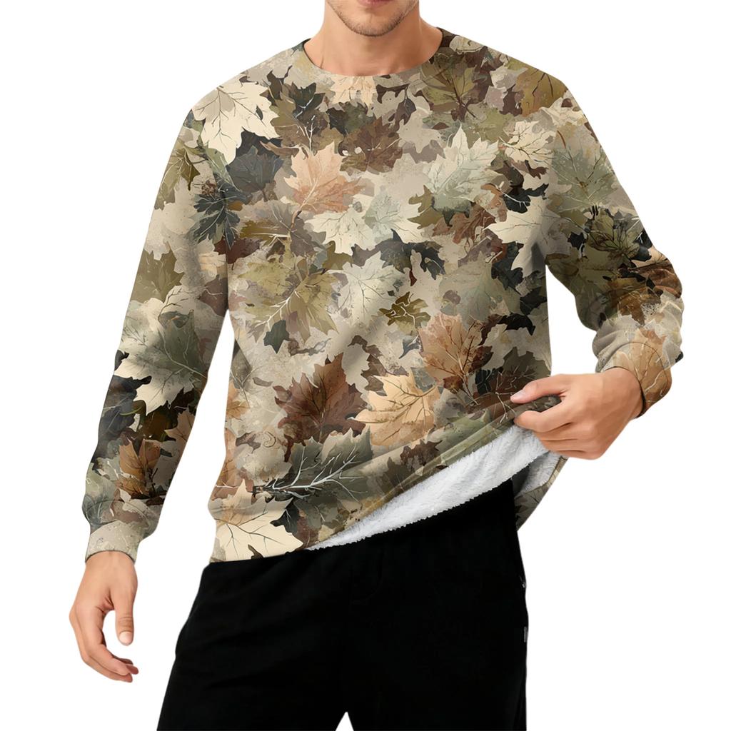 Men's Round Neck Fleece-Lined Thick Warm Sweatshirt