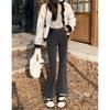 High-waisted and slightly pulled jeans for women's autumn and winter 2025 new retro and thin high-street style versatile horn jeans