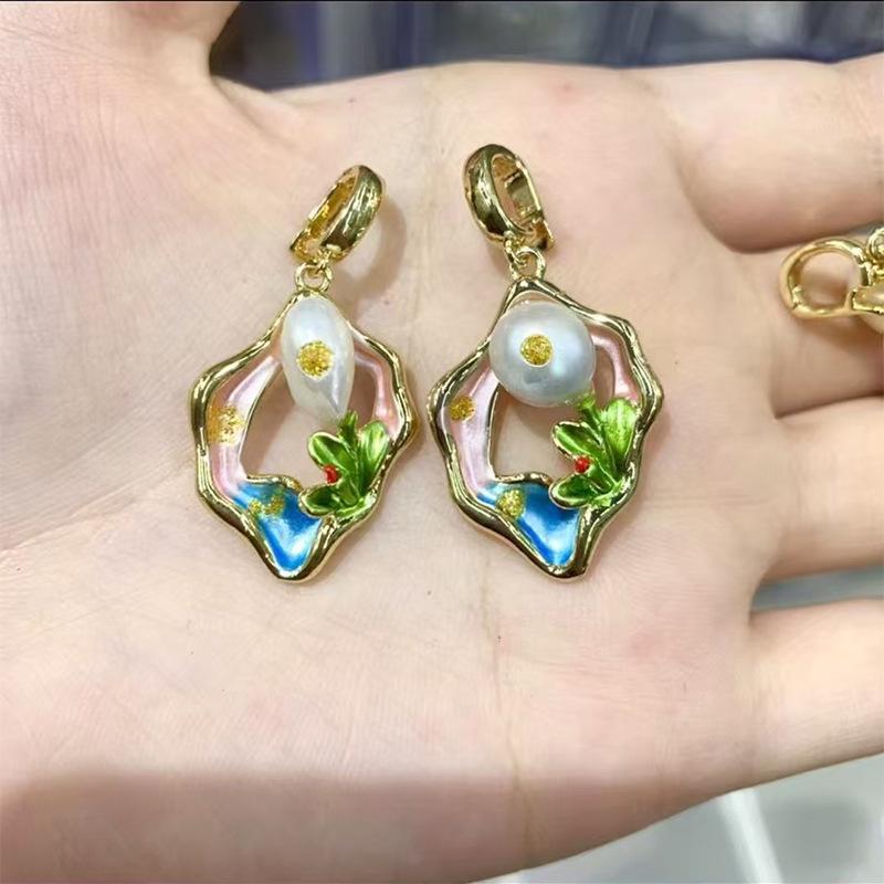 Beliebte Mittelalterliche Ölmalerei Perlenanhänger Halskette – Exquisites Retro DIY Schmuckaccessoire