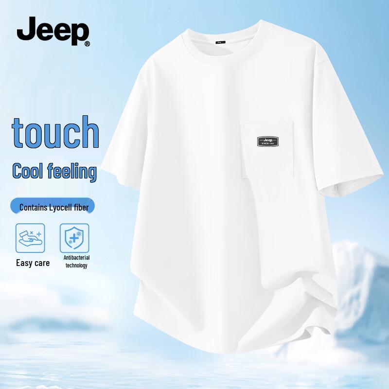

Мужская футболка JEEP с круглым вырезом и карманом с антибактериальной и охлаждающей технологией 7A M